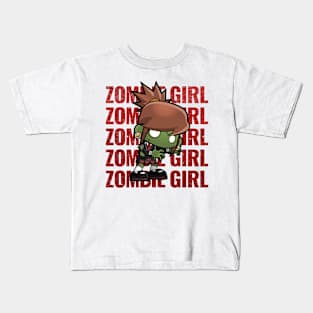 Zombie Girl Creepy Scary Kawaii Zombie Cute Halloween Outfit Kids T-Shirt